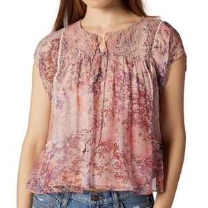 Joie Silk 2 pieces Pink & Purple Multicolor Relaxed Fit Floral Blouse